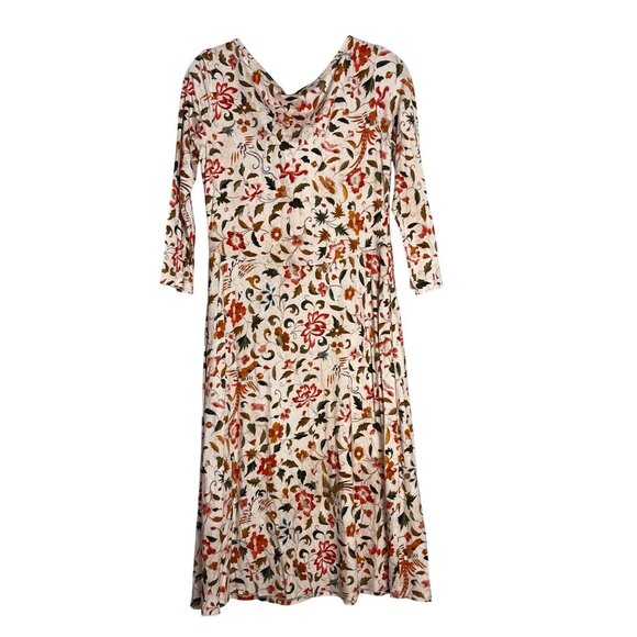Floral A-Line Dress By Peruvian Connection size Small orange, green, brown - Picture 2 of 6